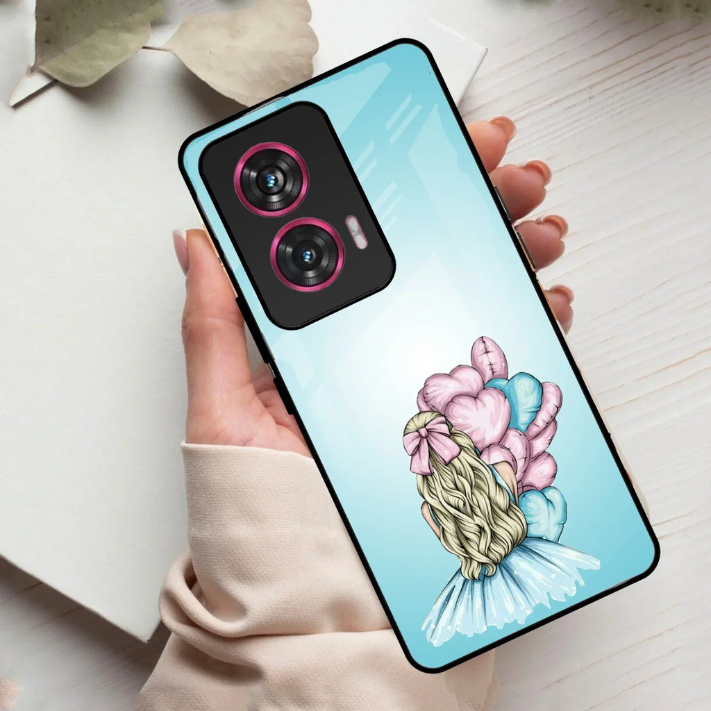 Styles Girl With Balloon Glass Case For Motorola - ShopOnCliQ
