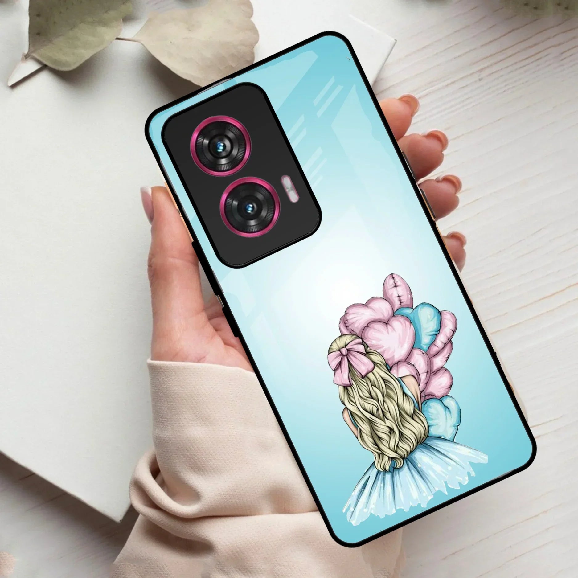 Styles Girl With Balloon Glass Case For Motorola - ShopOnCliQ