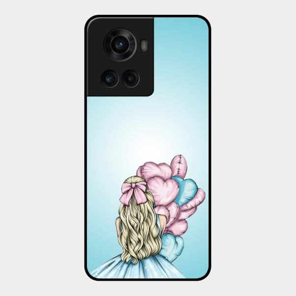 Styles Girl With Balloon Glass Case For Oneplus 10R 5G