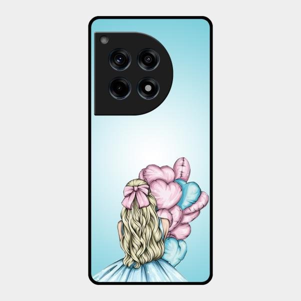 Styles Girl With Balloon Glass Case For Oneplus 12R 5G