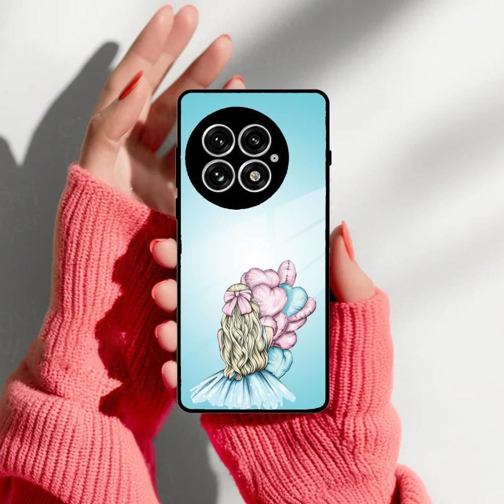 Styles Girl With Balloon Glass Case For Oneplus