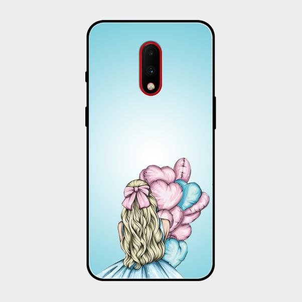 Styles Girl With Balloon Glass Case For Oneplus 7