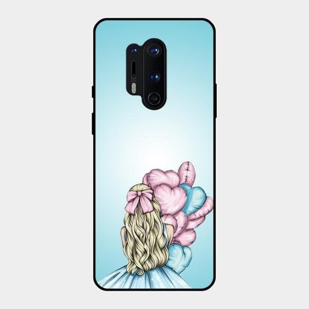 Styles Girl With Balloon Glass Case For Oneplus 8 Pro