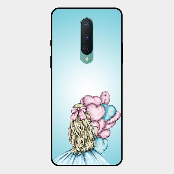 Styles Girl With Balloon Glass Case For Oneplus 8