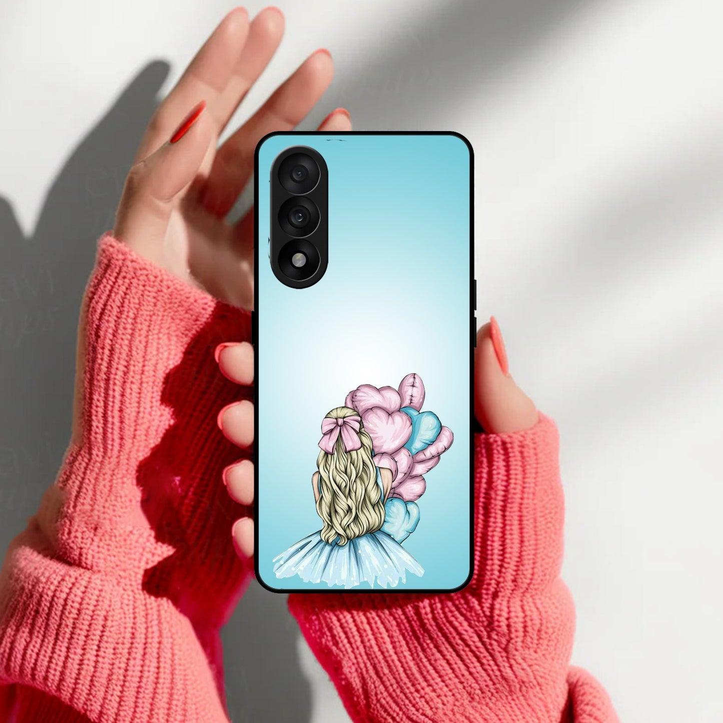 Styles Girl With Balloon Glass Case For Oneplus