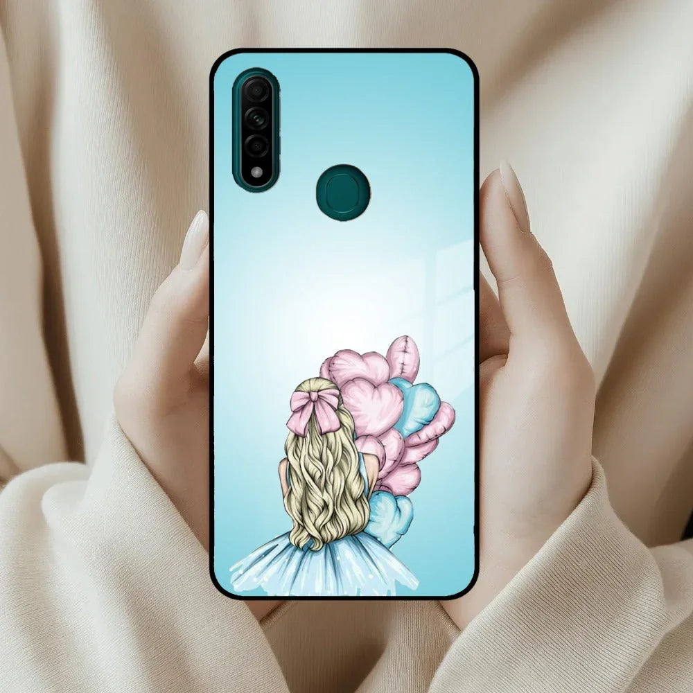 Styles Girl With Balloon Glass Case For Oppo - ShopOnCliQ