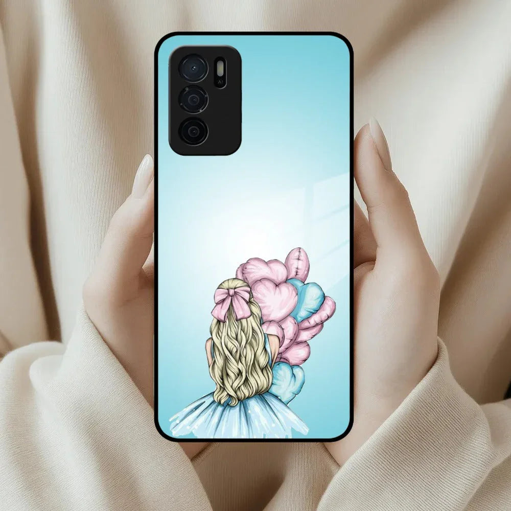 Styles Girl With Balloon Glass Case For Oppo - ShopOnCliQ