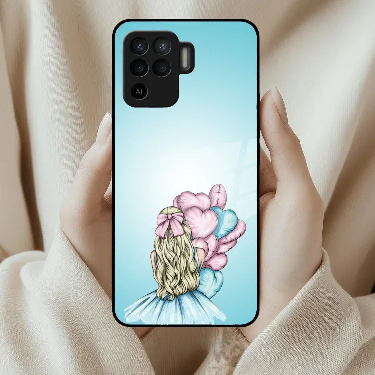 Styles Girl With Balloon Glass Case For Oppo - ShopOnCliQ