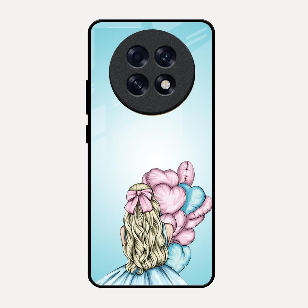 Styles Girl With Balloon Glass Case For Oppo F31 Pro Plus 5G