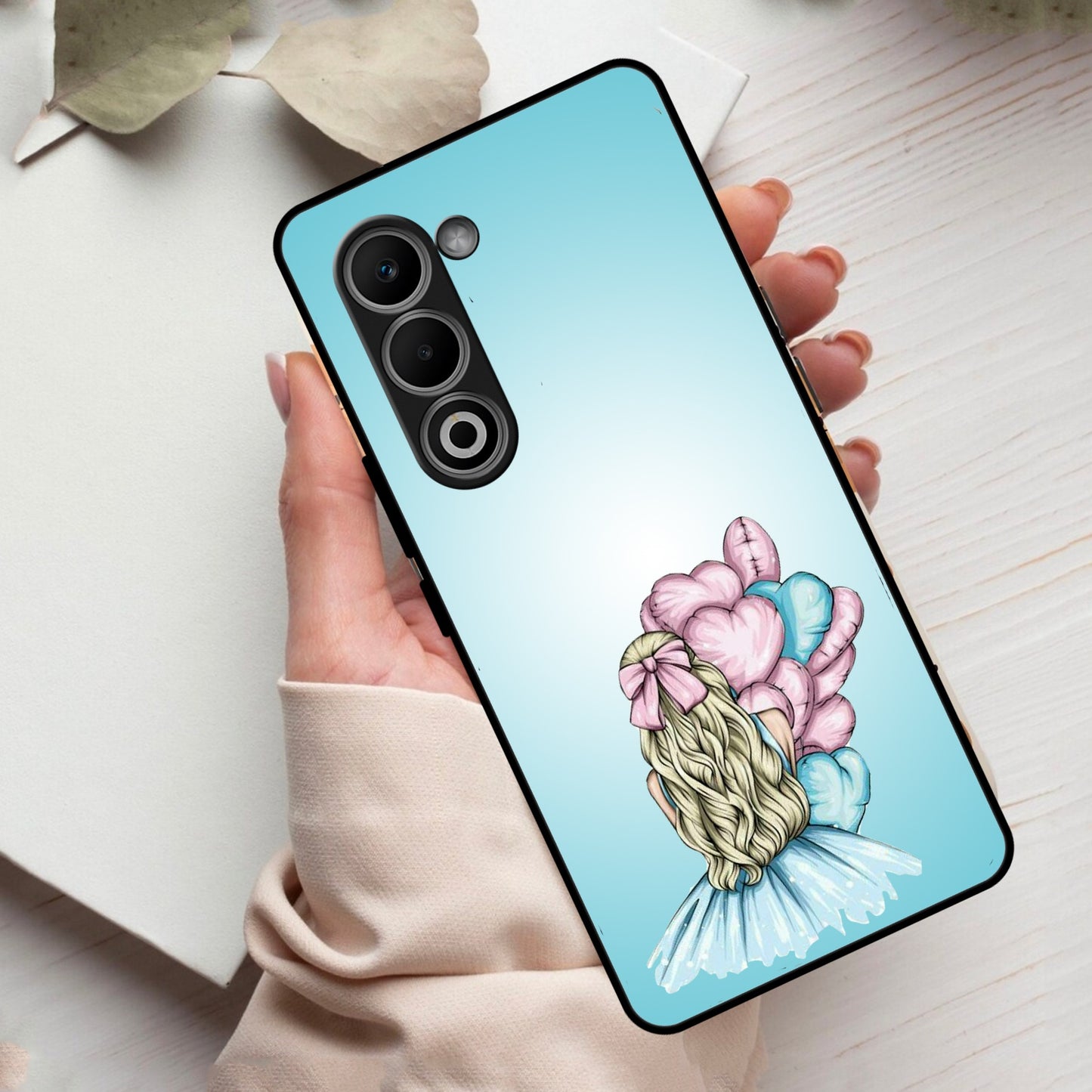 Styles Girl With Balloon Glass Case For Oppo