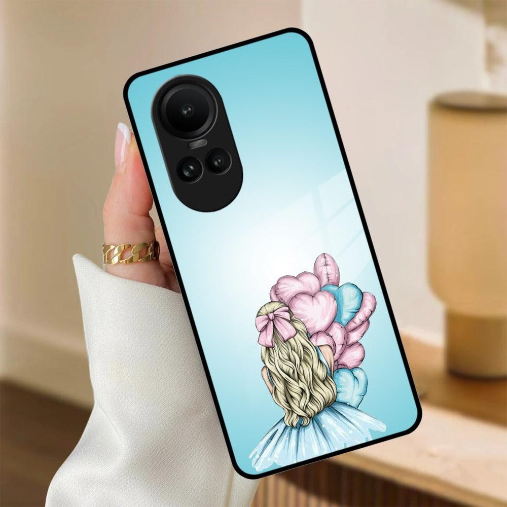 Styles Girl With Balloon Glass Case For Oppo - ShopOnCliQ