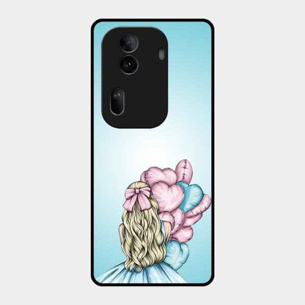 Styles Girl With Balloon Glass Case For Oppo Reno 11 Pro 5G