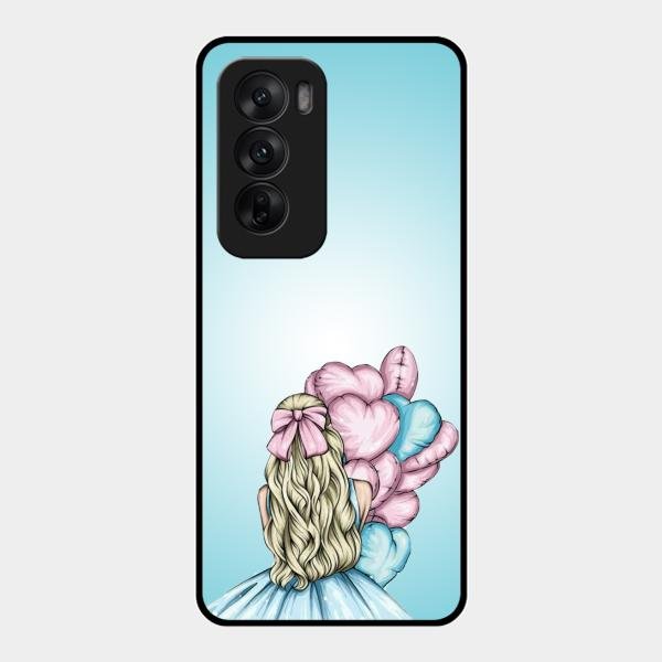 Styles Girl With Balloon Glass Case For Oppo Reno 12 5G