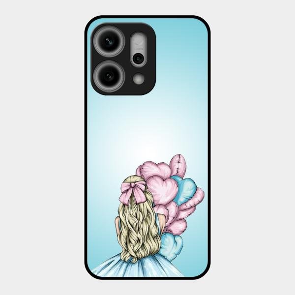 Styles Girl With Balloon Glass Case For Oppo Reno 14 Pro 5G