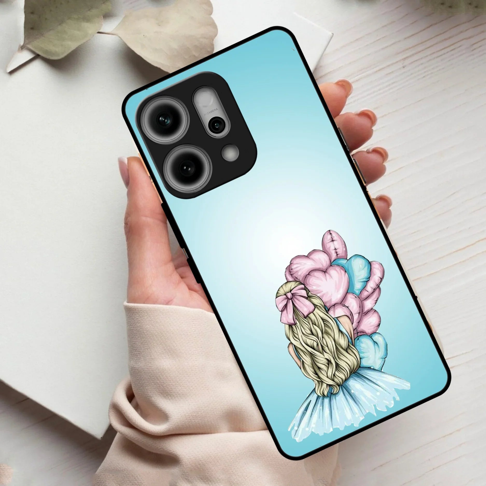 Styles Girl With Balloon Glass Case For Oppo - ShopOnCliQ