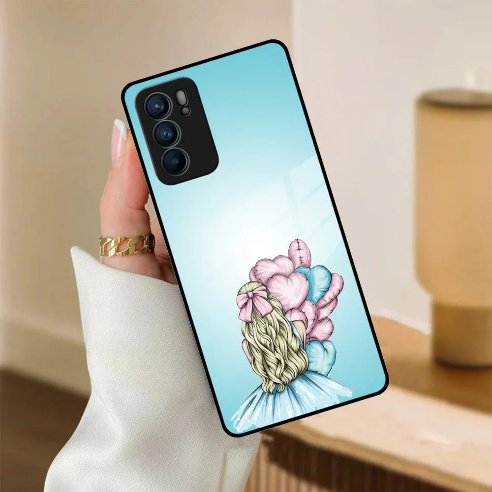 Styles Girl With Balloon Glass Case For Oppo - ShopOnCliQ