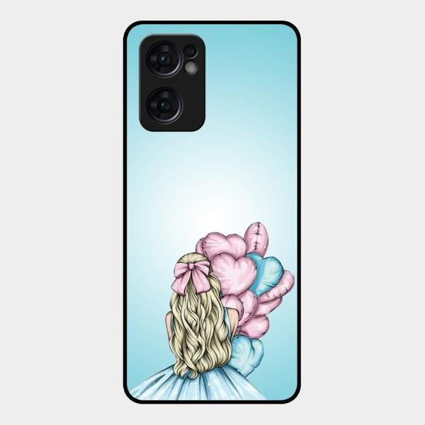Styles Girl With Balloon Glass Case For Oppo Reno 7 5G