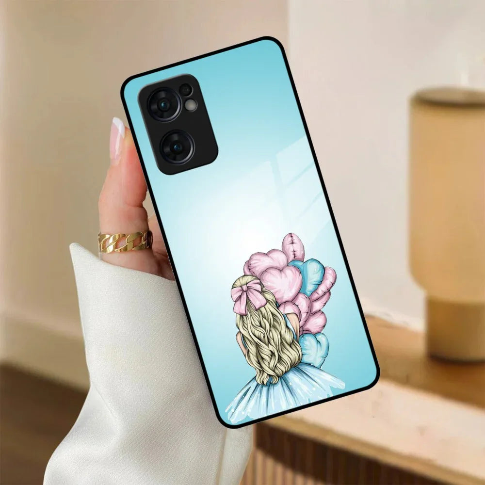 Styles Girl With Balloon Glass Case For Oppo - ShopOnCliQ