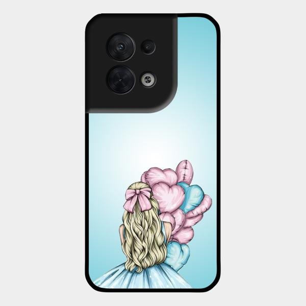 Styles Girl With Balloon Glass Case For Oppo Reno 8 5G