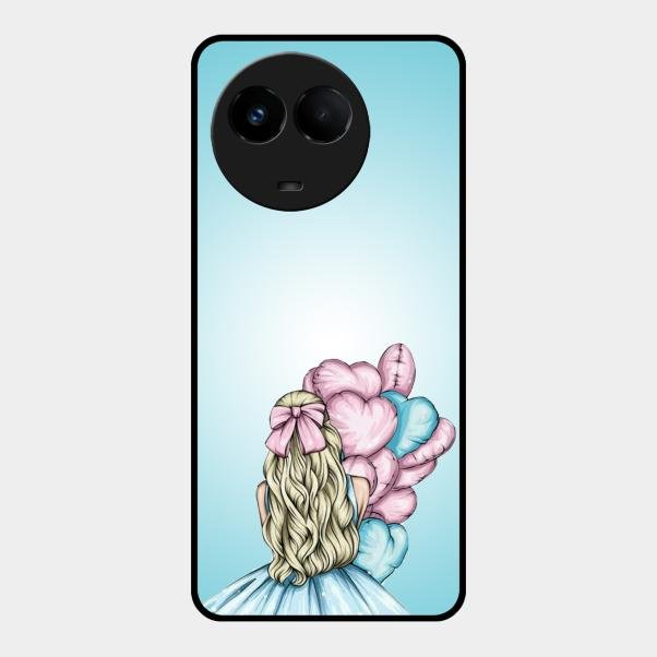 Styles Girl With Balloon Glass Case For Realme 11 5G