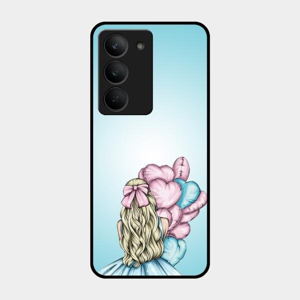 Styles Girl With Balloon Glass Case For Realme 14X 5G
