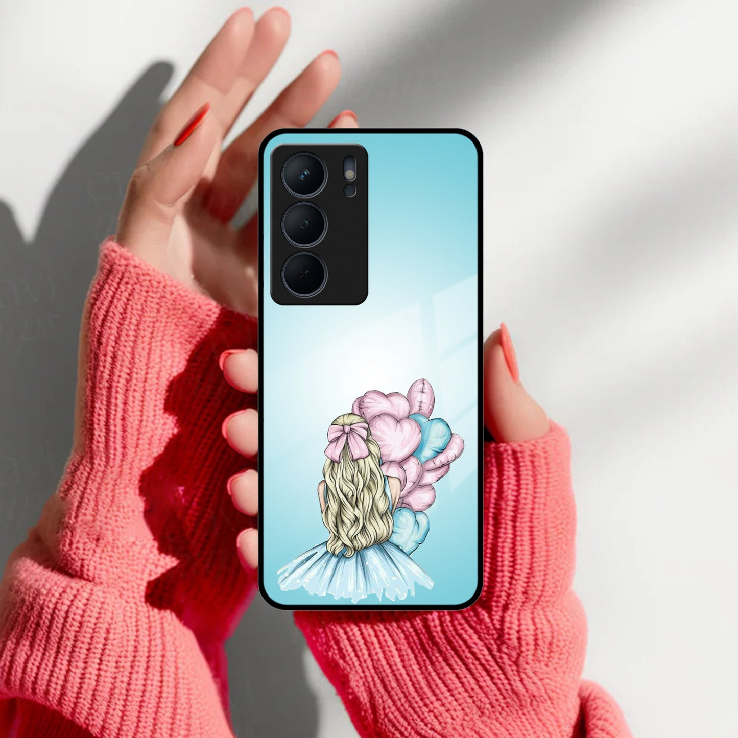 Styles Girl With Balloon Glass Case For Realme/Narzo