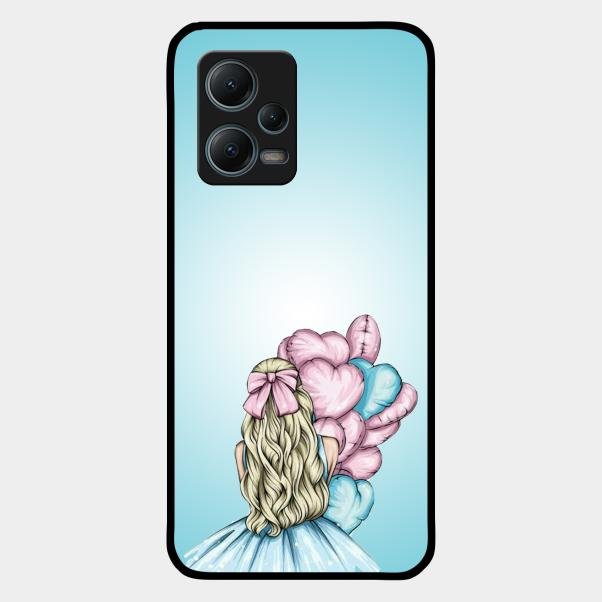 Styles Girl With Balloon Glass Case For Redmi Note 12 5G