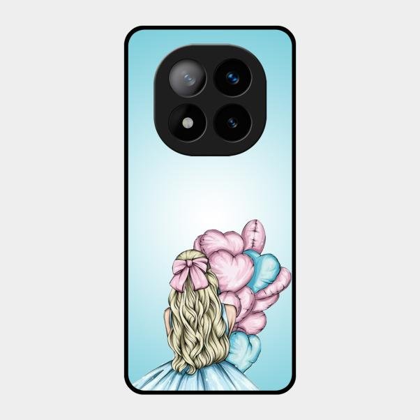 Styles Girl With Balloon Glass Case For Redmi Note 14 Pro Plus 5G