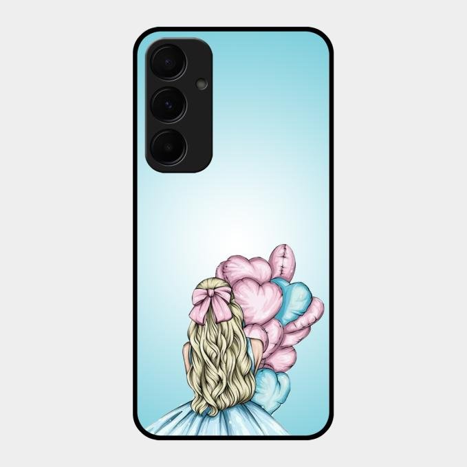 Styles Girl With Balloon Glass Case For Samsung Galaxy A55 5G