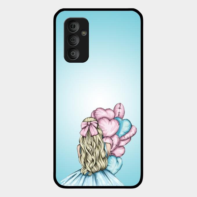 Styles Girl With Balloon Glass Case For Samsung Galaxy F23 5G