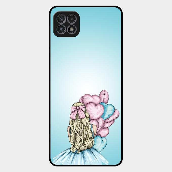 Styles Girl With Balloon Glass Case For Samsung Galaxy F42 5G
