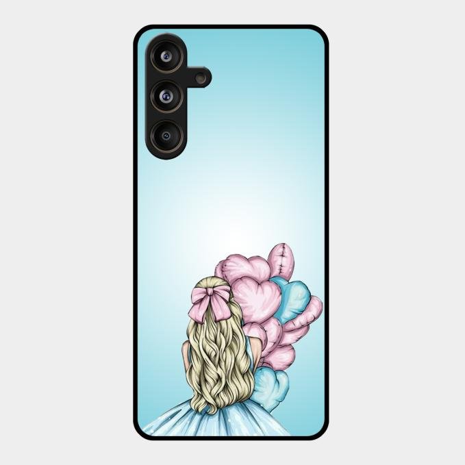 Styles Girl With Balloon Glass Case For Samsung Galaxy M55 5G