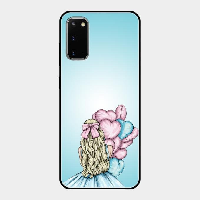 Styles Girl With Balloon Glass Case For Samsung Galaxy S20