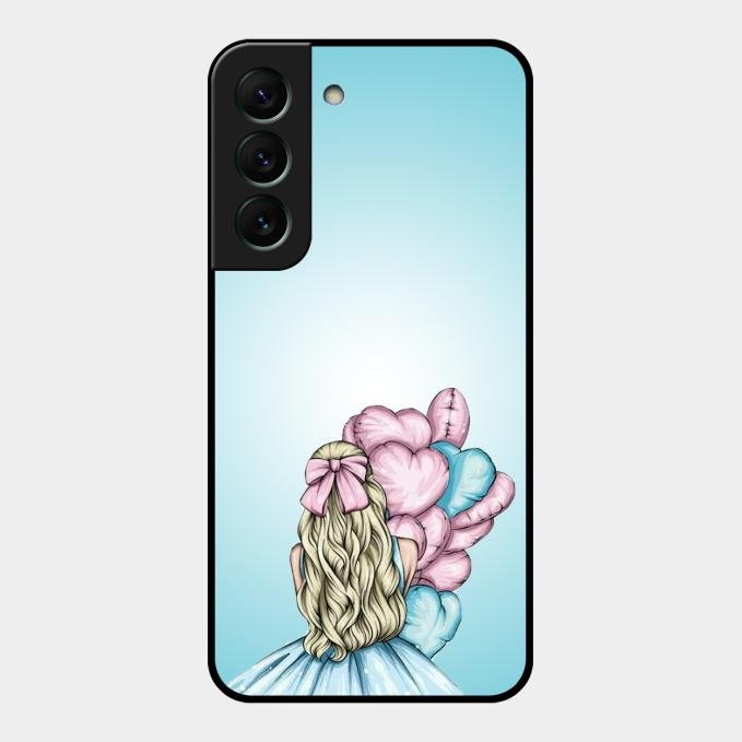 Styles Girl With Balloon Glass Case For Samsung Galaxy S22 5G