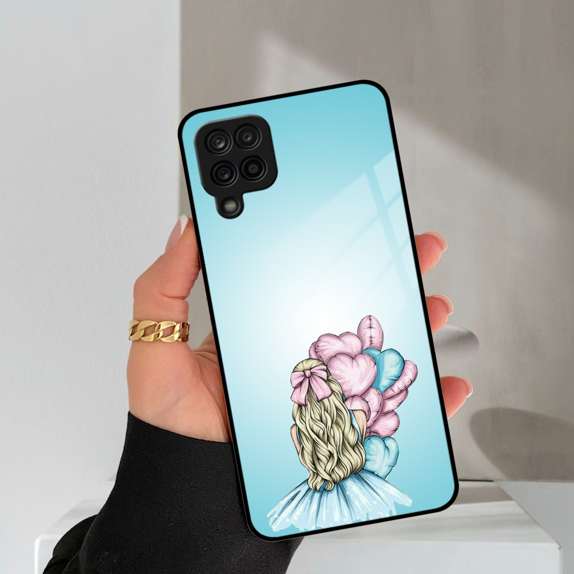 Styles Girl With Balloon Glass Case For Samsung Galaxy A42 5G