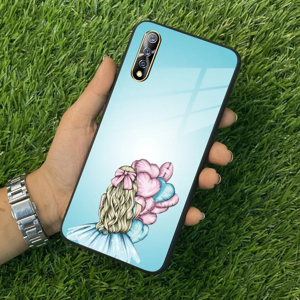 Styles Girl With Balloon Glass Case For Vivo - ShopOnCliQ