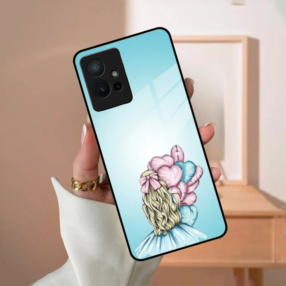 Styles Girl With Balloon Glass Case For Vivo - ShopOnCliQ