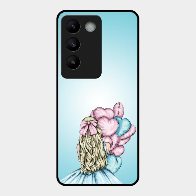 Styles Girl With Balloon Glass Case For Vivo T3 5G