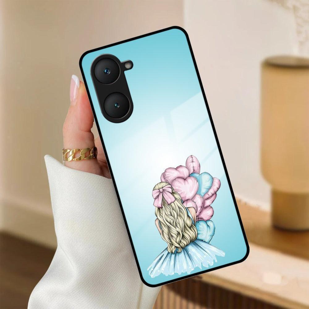 Styles Girl With Balloon Glass Case For Vivo - ShopOnCliQ