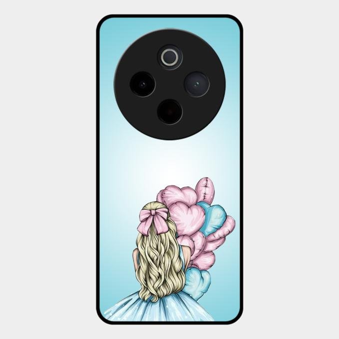 Styles Girl With Balloon Glass Case For Vivo T4 5G