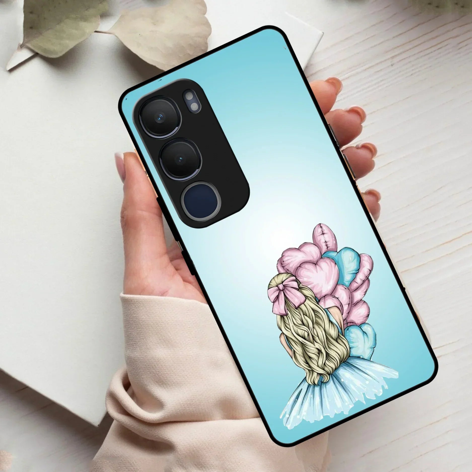 Styles Girl With Balloon Glass Case For Vivo - ShopOnCliQ