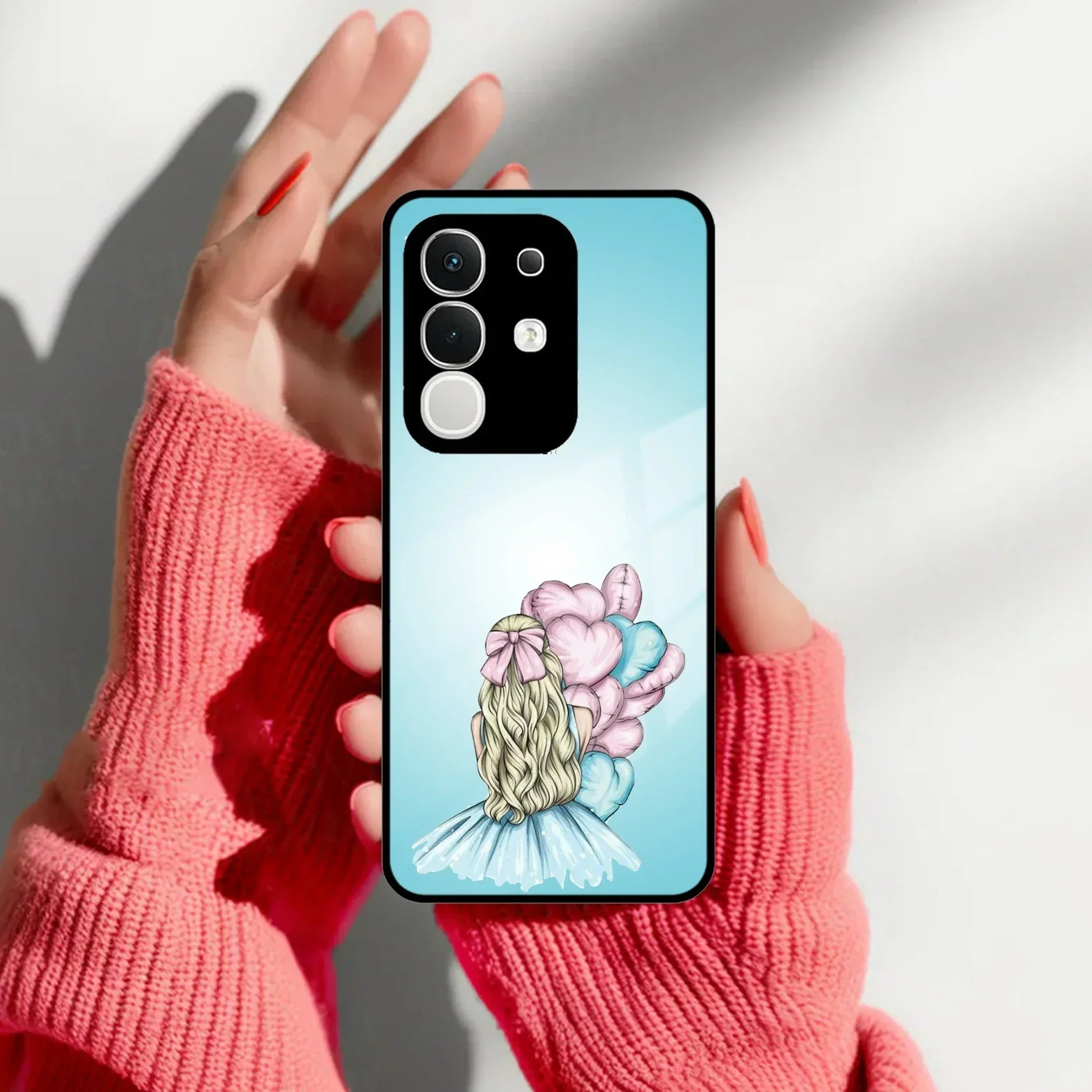 Styles Girl With Balloon Glass Case For Vivo - ShopOnCliQ