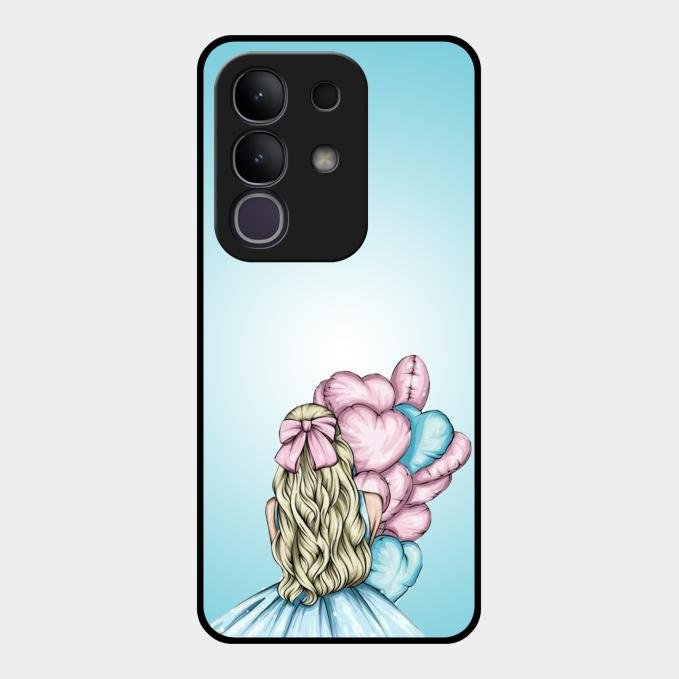 Styles Girl With Balloon Glass Case For Vivo T4X 5G