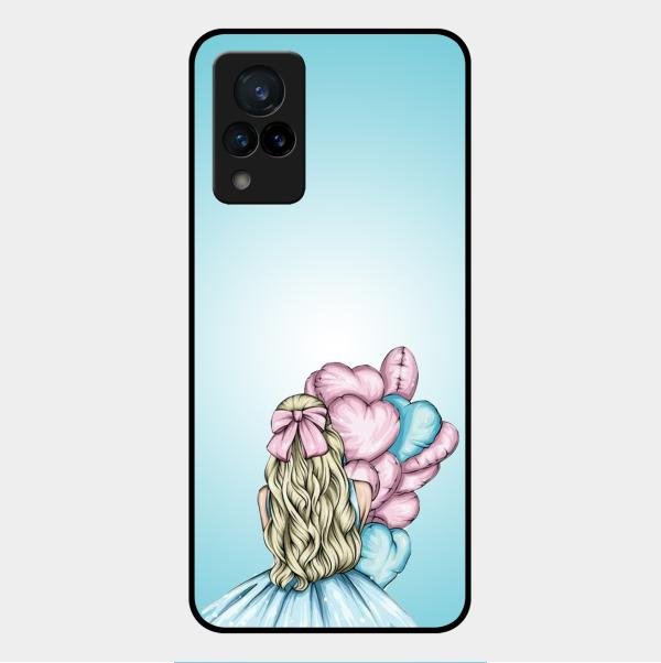 Styles Girl With Balloon Glass Case For Vivo V21 5G