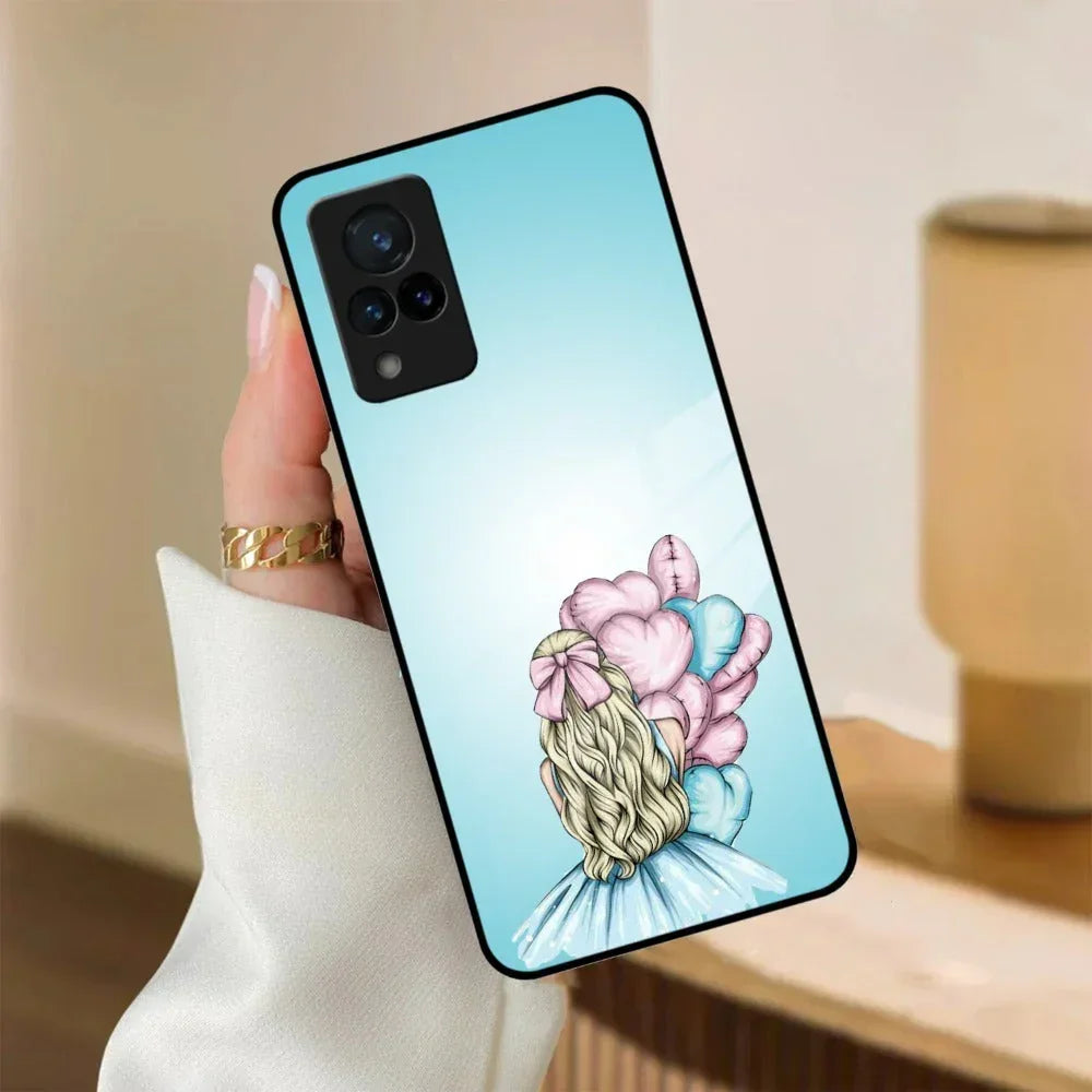 Styles Girl With Balloon Glass Case For Vivo - ShopOnCliQ