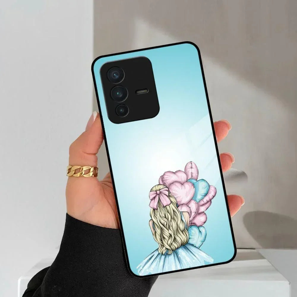 Styles Girl With Balloon Glass Case For Vivo - ShopOnCliQ