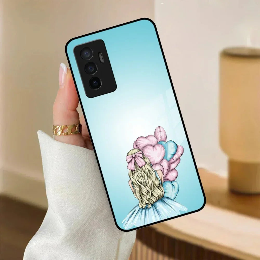 Styles Girl With Balloon Glass Case For Vivo - ShopOnCliQ
