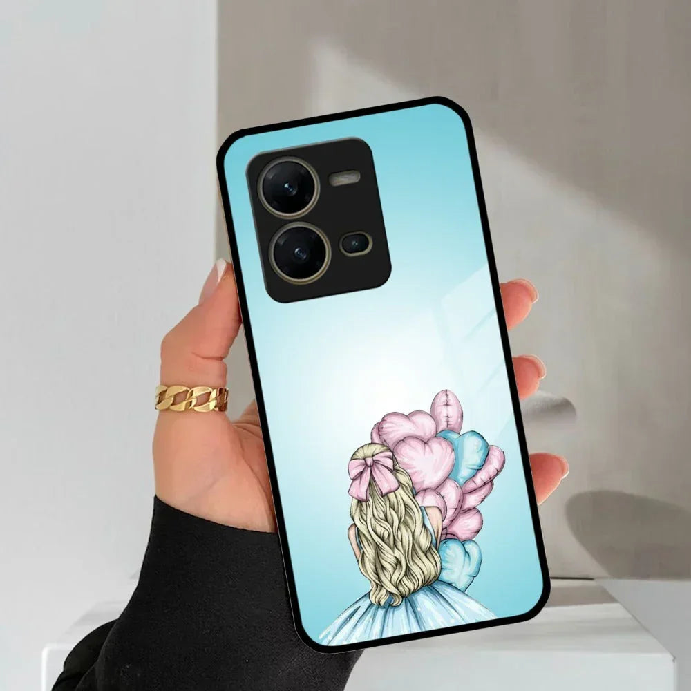 Styles Girl With Balloon Glass Case For Vivo - ShopOnCliQ