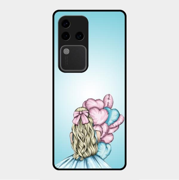 Styles Girl With Balloon Glass Case For Vivo V30 Pro 5G