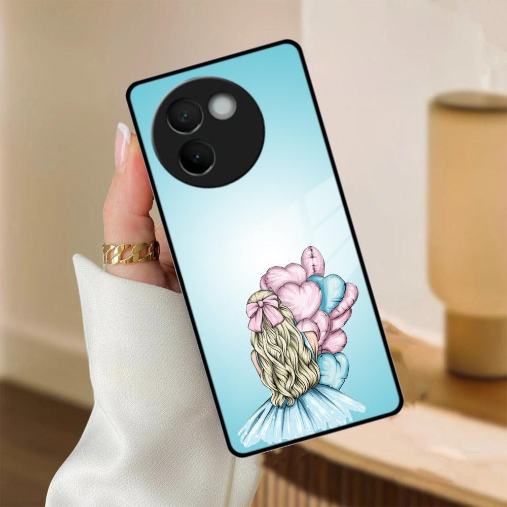 Styles Girl With Balloon Glass Case For Vivo - ShopOnCliQ